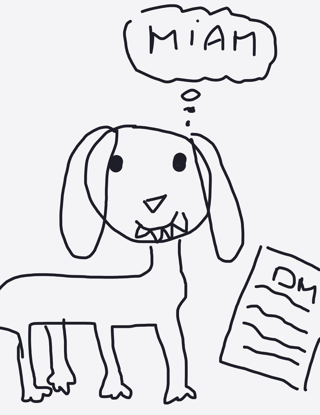 My Chien mangeant les devoirs