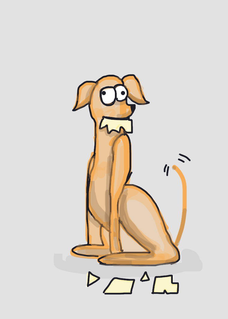 My Chien mangeant les devoirs