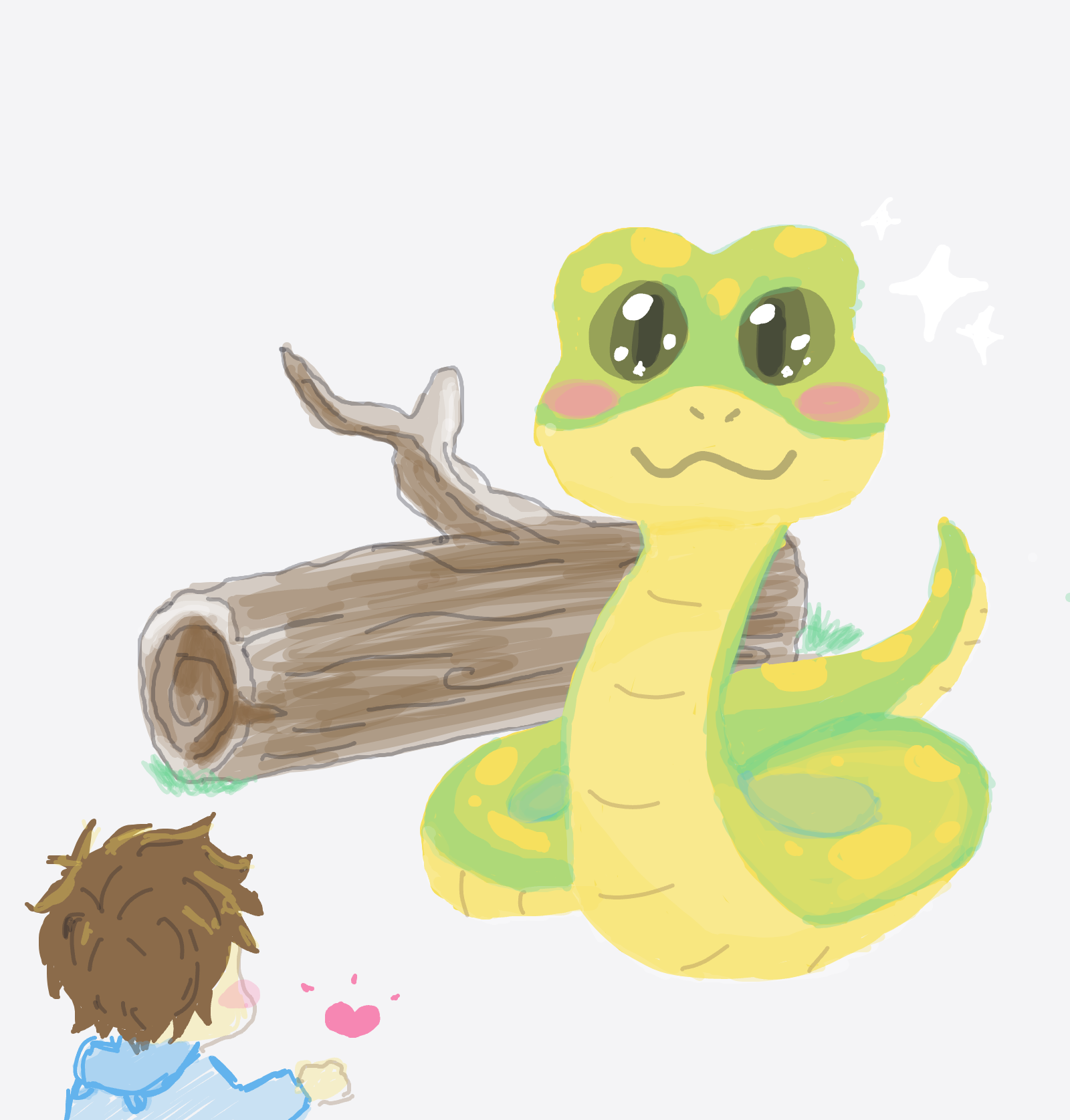 My Snake charming humans — a one-shot sketch by Mizzie on The Midnight Gallery daily drawing app.