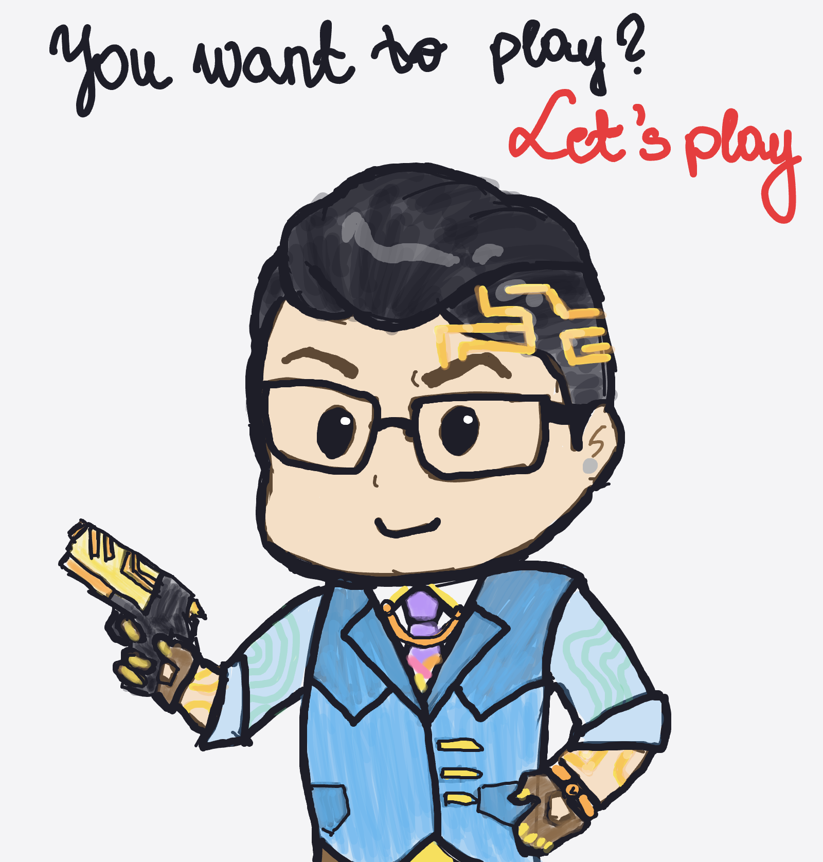 My Best video game — a one-shot sketch by Mizzie on The Midnight Gallery daily drawing app.
