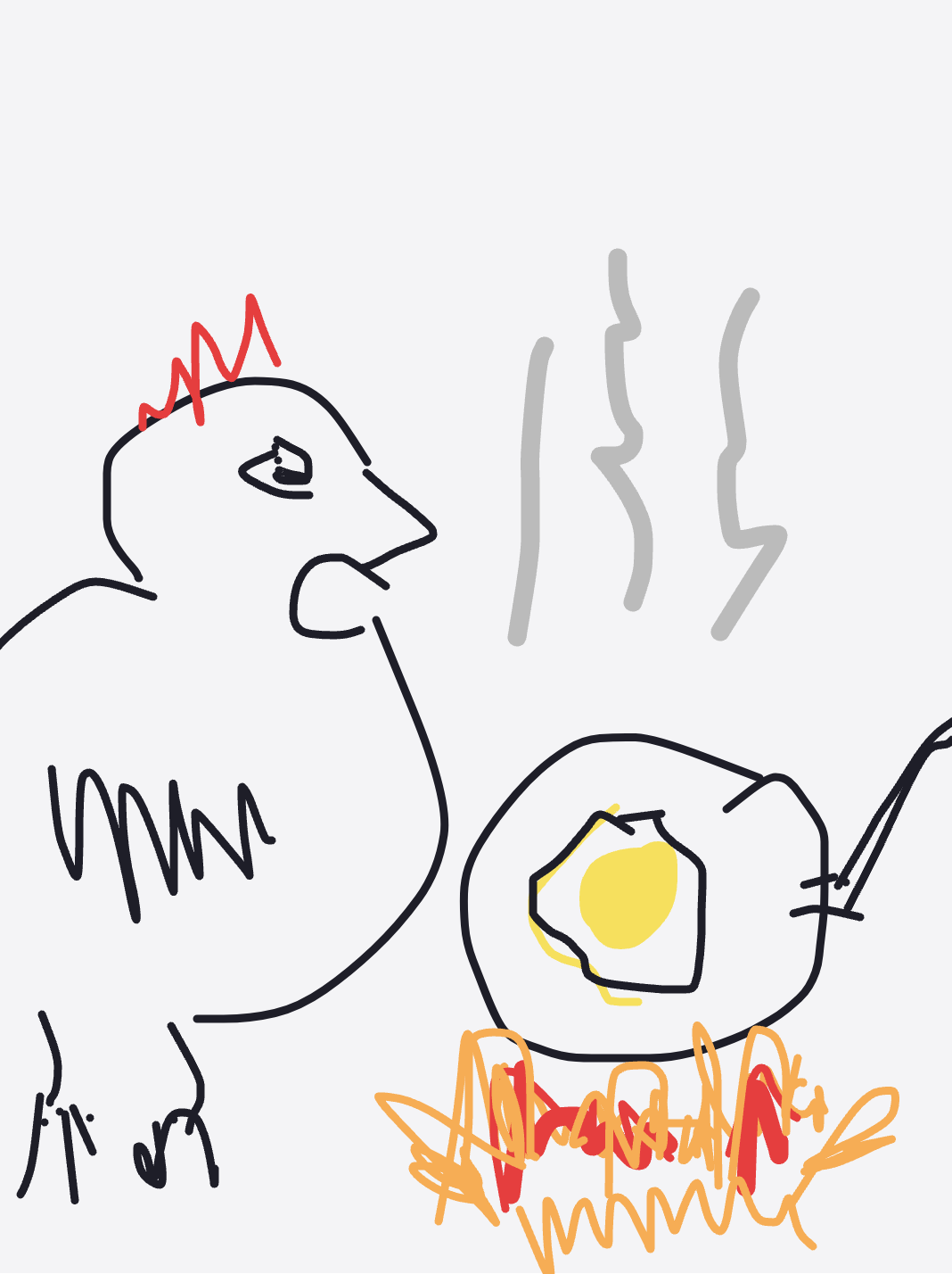 My Chicken or egg — a one-shot sketch by BlackOystercatcher on The Midnight Gallery daily drawing app.
