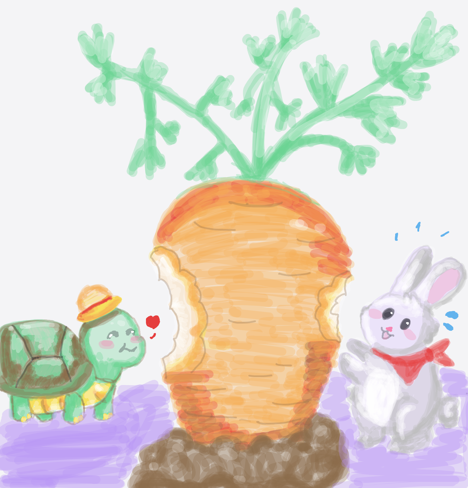 My Tortoise vs rabbit — a one-shot sketch by Mizzie on The Midnight Gallery daily drawing app.