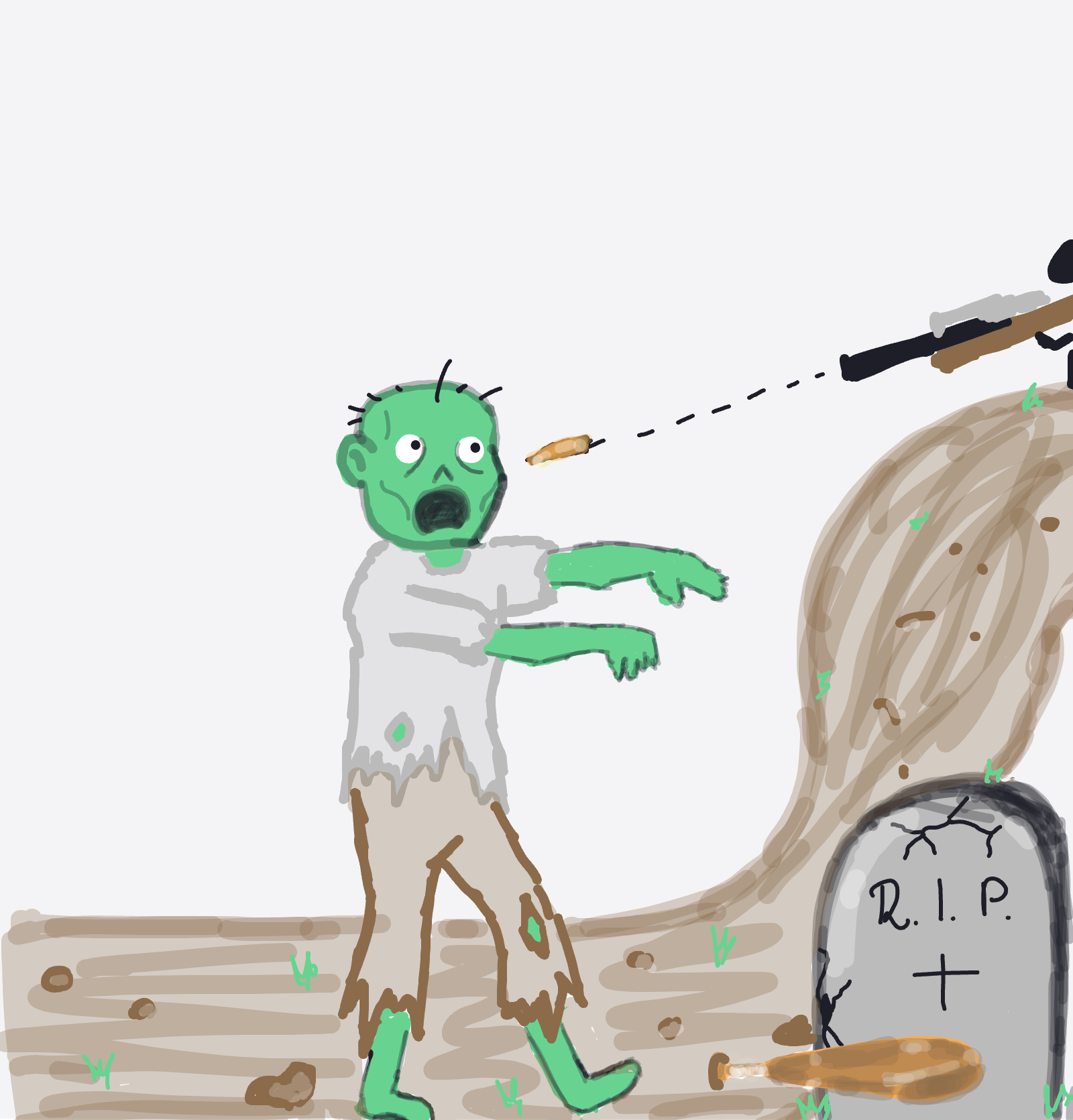 My Zombie invasion — a one-shot sketch by Mizzie on The Midnight Gallery daily drawing app.